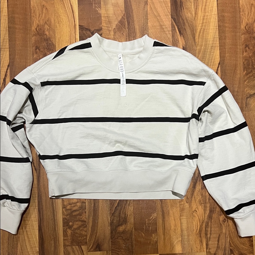lululemon athletica Black and White Striped Sweatshirt